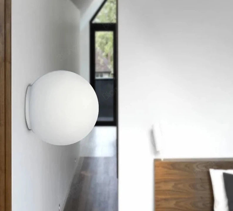 LED Milk White Globe Glass sconce light