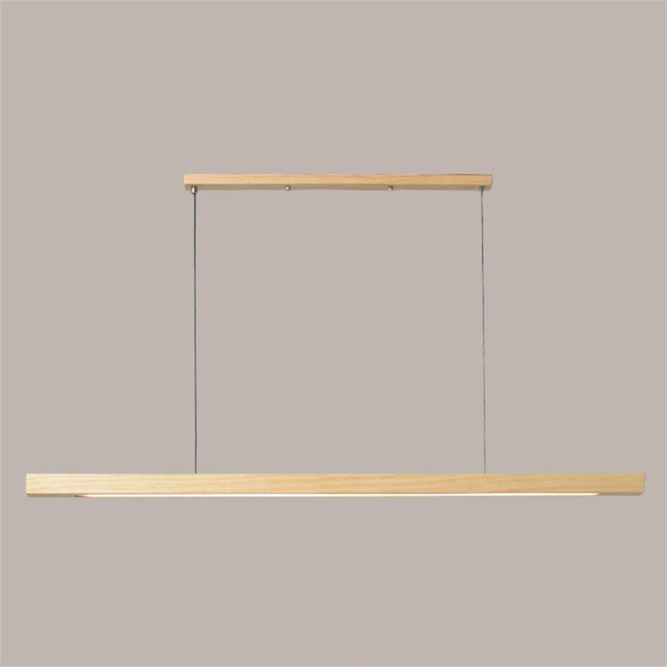 Luces colgantes de madera, lámpara colgante de mesa moderna, luz LED lineal larga, iluminación de Isla de cocina para comedor, sala de estar y oficina