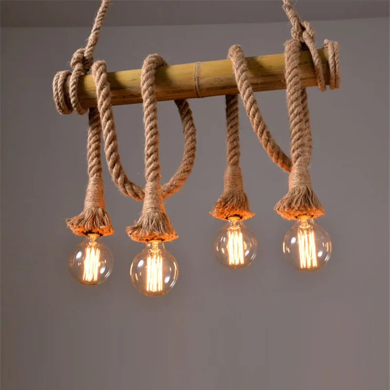 Bamboo hemp rope pendant lights