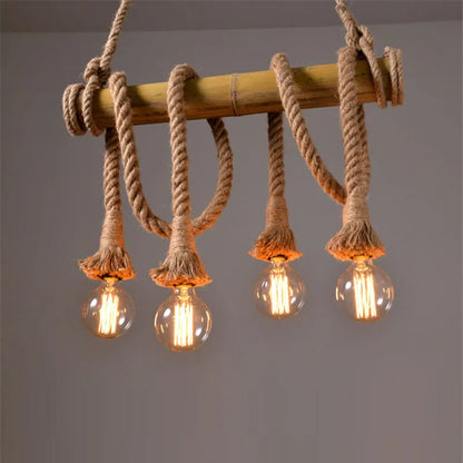 Bamboo hemp rope pendant lights