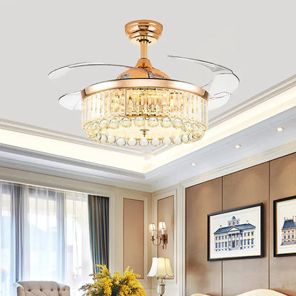 Remote control LED Gold Crystal Ceiling Fans with Light