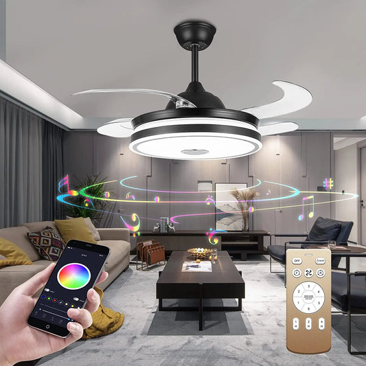 Ceiling Fan Lights and Bluetooth Speaker RGB Color Changing with Remote Controller