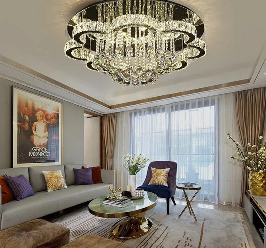 Luces de techo de cristal modernas para dormitorio, luz de techo plateada de lujo para sala de estar, lámparas de techo led, accesorios de cristal para comedor y cocina