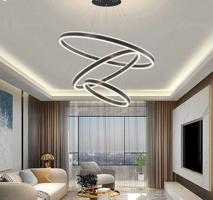 Anillos modernos iluminación Led de araña Lustre para sala de estar dormitorio hogar lámpara colgante montada en el techo luces colgantes de interior