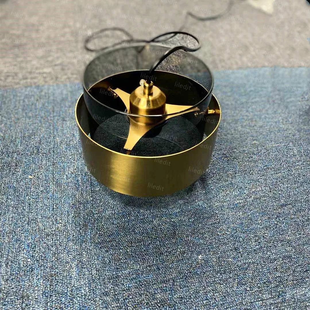 Lámpara colgante de cristal moderna, accesorio de iluminación de suspensión para restaurante, cafetería, pantalla de cristal de hierro forjado dorado, luz colgante creativa