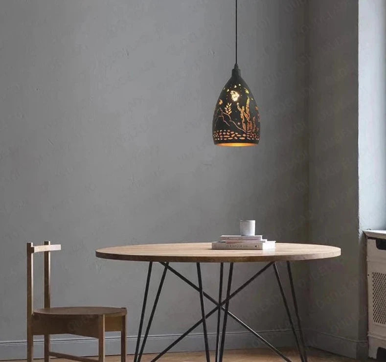 Luces colgantes LED modernas, lámpara colgante de jaula de metal hueca de hierro, accesorio para sala de estar, restaurante, tienda, bar, decoración, luminaria