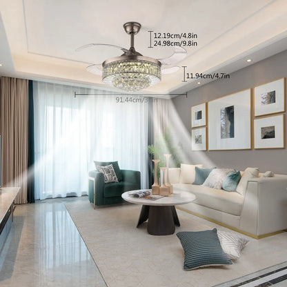 Retractable Blade LED Ceiling Fan w/Remote Control