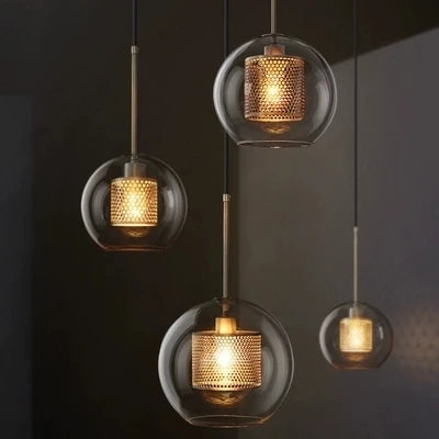 Lámparas colgantes con bolas de cristal modernas, iluminación nórdica para mesita de noche, cocina, comedor, iluminación colgante, diseño dorado