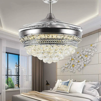 Crystal Fandelier Chrome Ceiling Fan