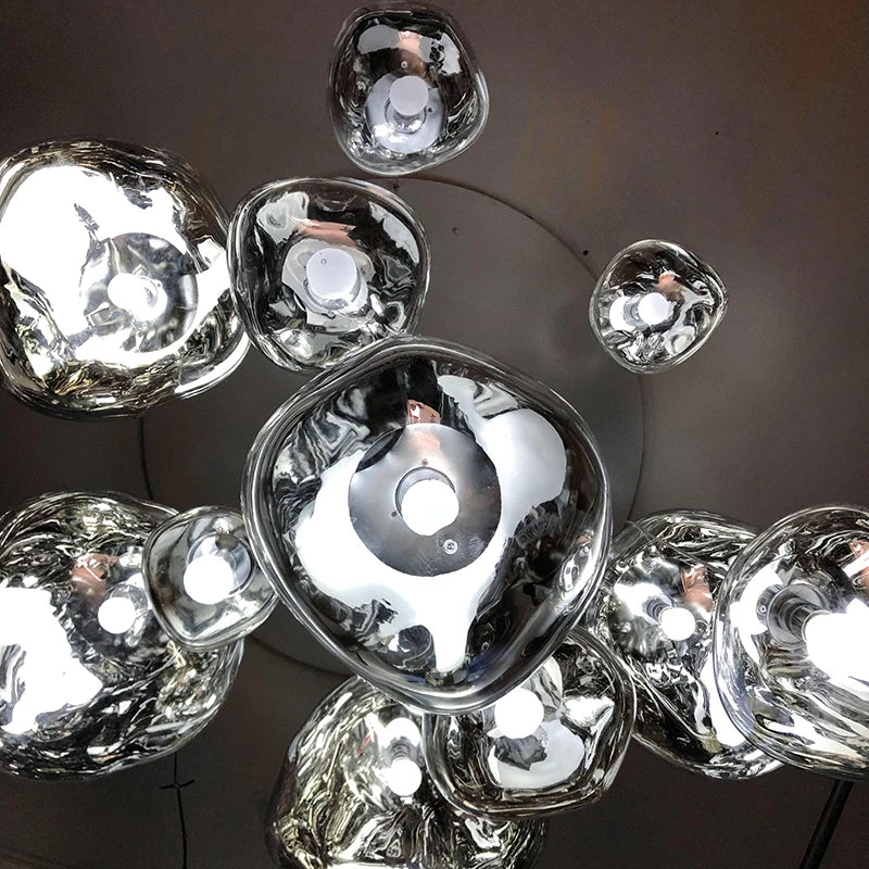 Led polish glass chrome chandelier