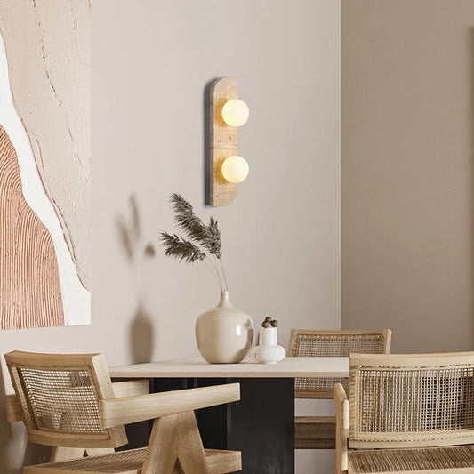 Led Retro Three Heads Natural Stone Art Wall Lamp