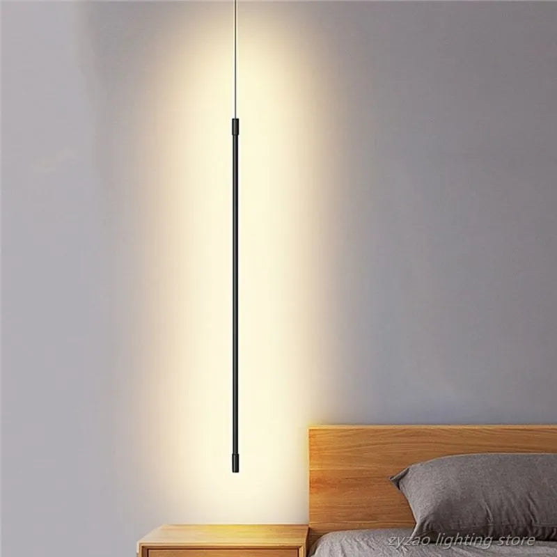 Luz de noche para dormitorio, luz LED colgante para sala de estar, tira de línea ajustable, lámpara colgante, pared de TV, decoración del hogar, accesorio moderno