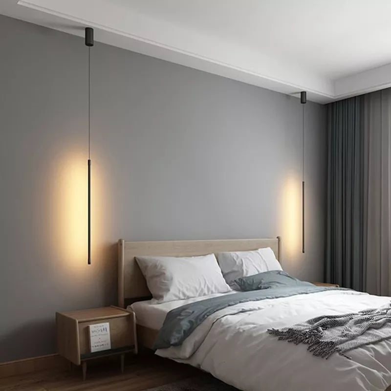 Luz de noche para dormitorio, luz LED colgante para sala de estar, tira de línea ajustable, lámpara colgante, pared de TV, decoración del hogar, accesorio moderno