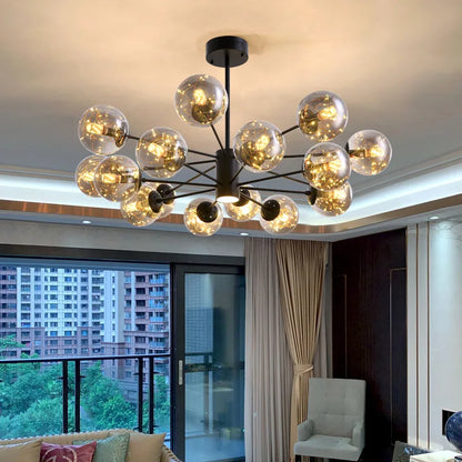 Lámpara colgante de techo de cristal de lujo negro