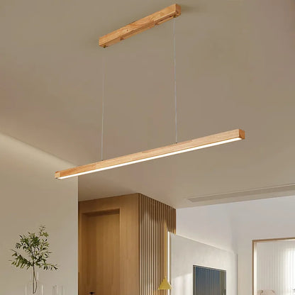 Candelabro de habitación de comedor de madera, líneas minimalistas modernas simples, luz para mesa de comedor nórdica, barra creativa, lámparas de tira larga
