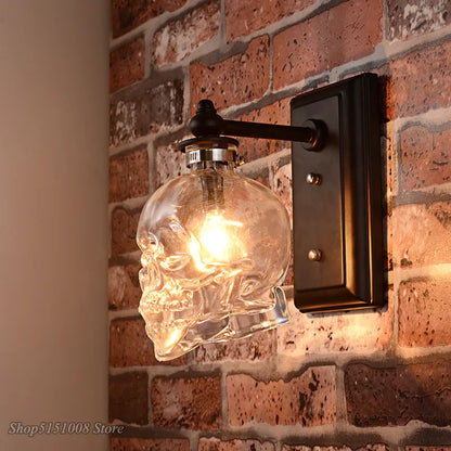 Clear Glass Skull Bones Sconces Light