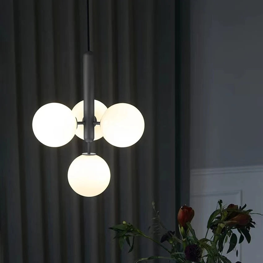 Nordic white Glass lustre suspension Light fixture