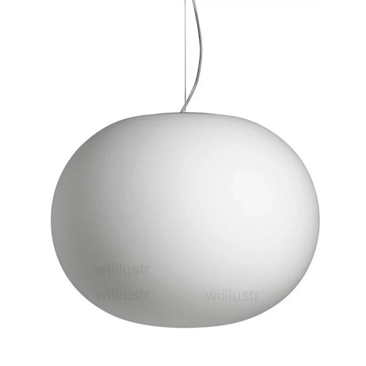 Oval White Opaline Glass Pendant Light