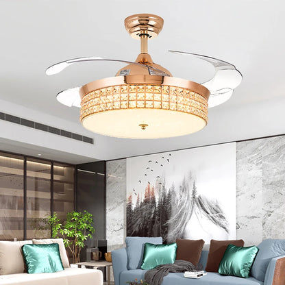 Remote control LED Gold Crystal Ceiling Fans with Light