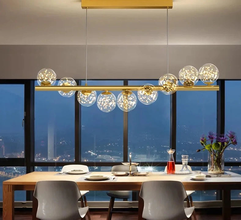 SANDYHA, bola de cristal moderna nórdica, candelabro de Gypsophila dorado, lámpara de cocina para comedor, Lustre, decoración del hogar, accesorios de iluminación colgantes