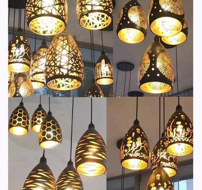 Luces colgantes LED modernas, lámpara colgante de jaula de metal hueca de hierro, accesorio para sala de estar, restaurante, tienda, bar, decoración, luminaria