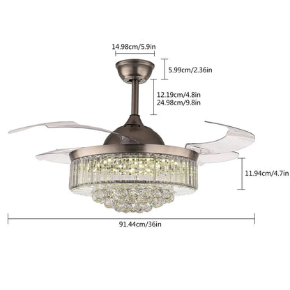 Retractable Blade LED Ceiling Fan w/Remote Control