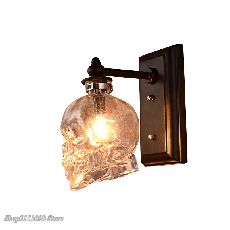 Clear Glass Skull Bones Sconces Light