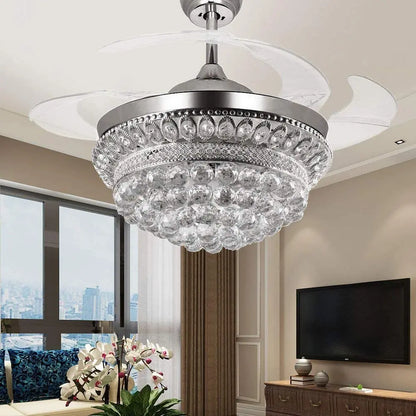 Crystal Fandelier Chrome Ceiling Fan