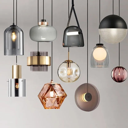 Lámpara colgante moderna de cristal para Loft, iluminación LED de decoración Industrial, accesorios para cocina, restaurante, candelabros