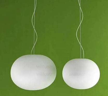 Oval White Opaline Glass Pendant Light