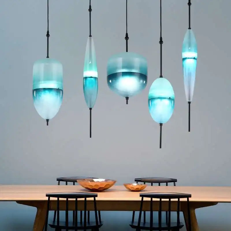 Nordic modern ice blue glass pendant light
