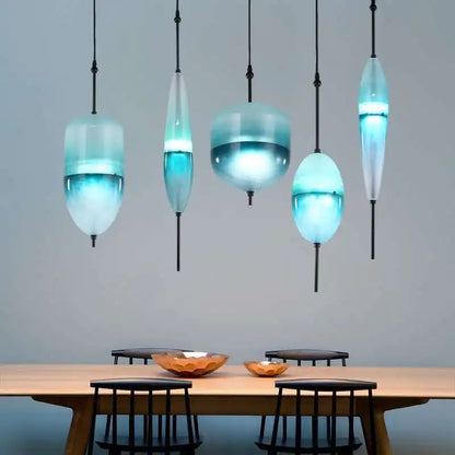 Nordic modern ice blue glass pendant light