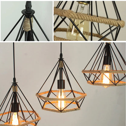 Nordic Black Iron Cage Retro Loft Metal Lamps