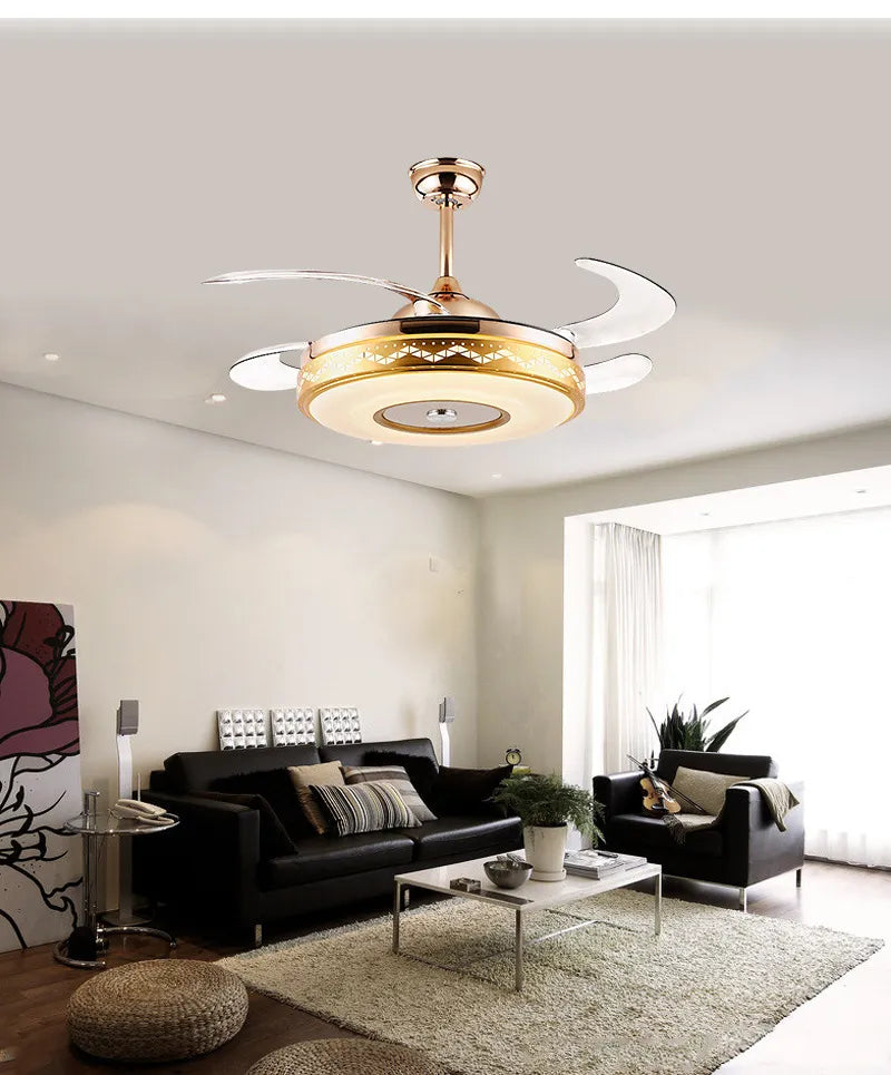 Bluetooth remote control gold ceiling fan