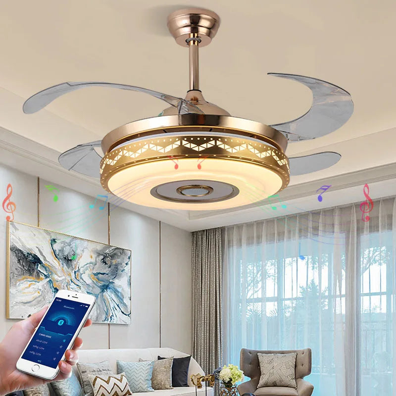 Bluetooth remote control gold ceiling fan