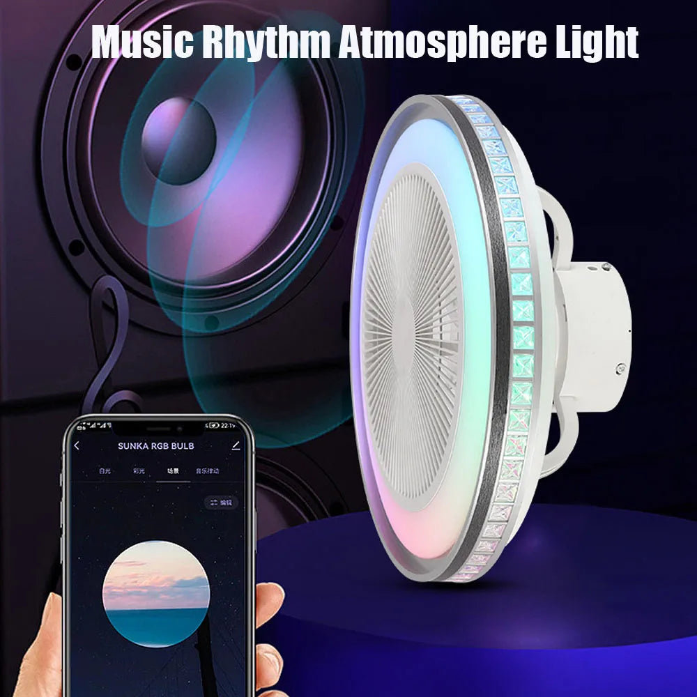 Led Remote Control Smart Bluetooth Ceiling Fan w/ Light