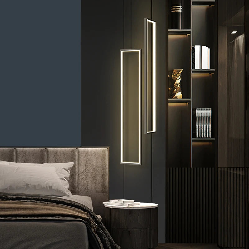 Lámpara colgante Led rectangular moderna para sala de estar, iluminación para el hogar, decoración del hogar, lámpara colgante para cabecera de dormitorio, luminaria